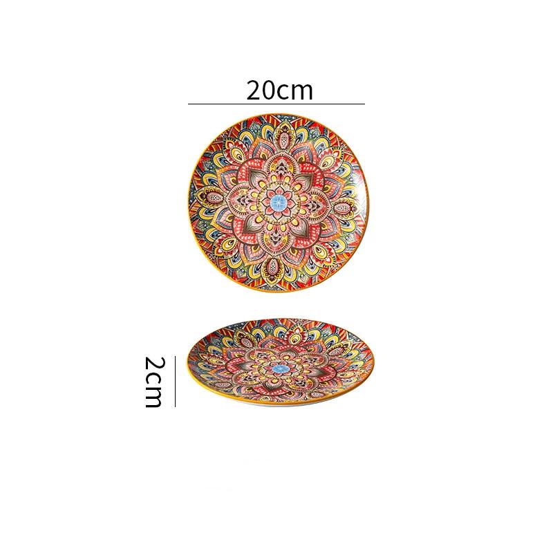 Керамические тарелки в стиле ретро-богемия, высококачественная креативная домашняя посуда, обеденная тарелка, изысканная глубокая тарелка для фруктов, поднос, столовая посуда