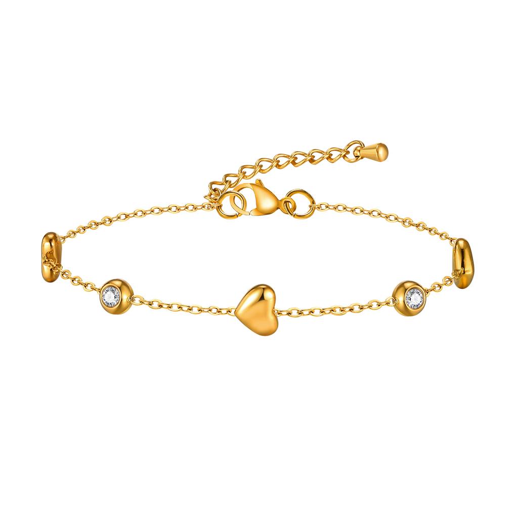 Jewelry Mother And Daughter Stainless Steel Bow Zircon Heart Gold Bracelet Personalized Fashion 2121