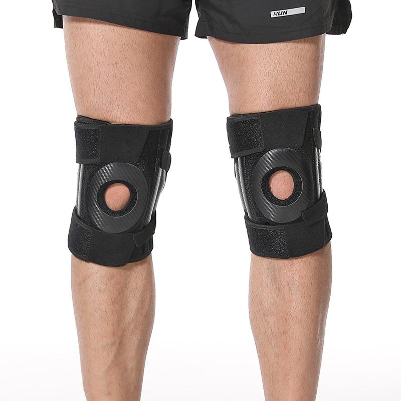 Sports Knee Brace with Spring Silicone Gasket Strap Compression for Mountaineering Running and Summer Meniscus Protection
