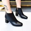 Ботинки женские 2024 короткие ботинки весна и осень высокие каблуки ботильоны кожаные ботинки толстый каблук боковая молния женские ботинки