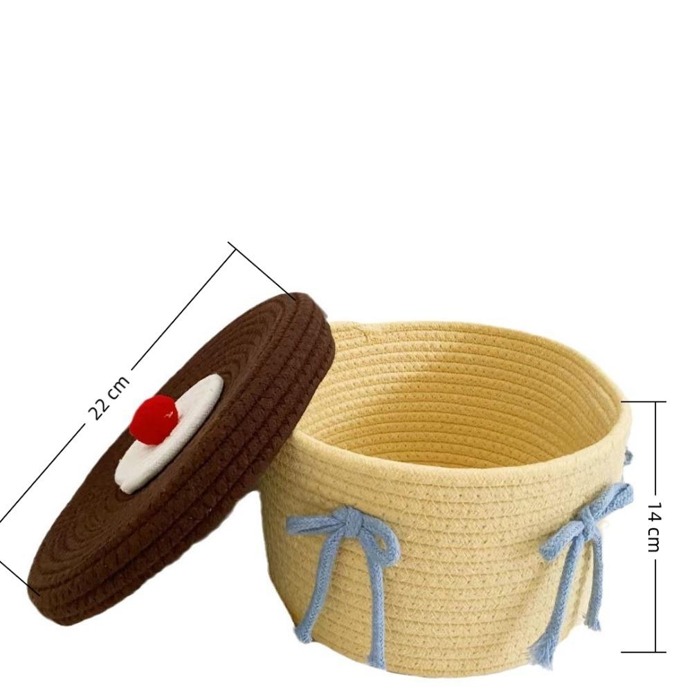 Woven Miscellaneous Basket Cartoon Coffee Table Box Cute Bow Storage Box  Desktop Storages
