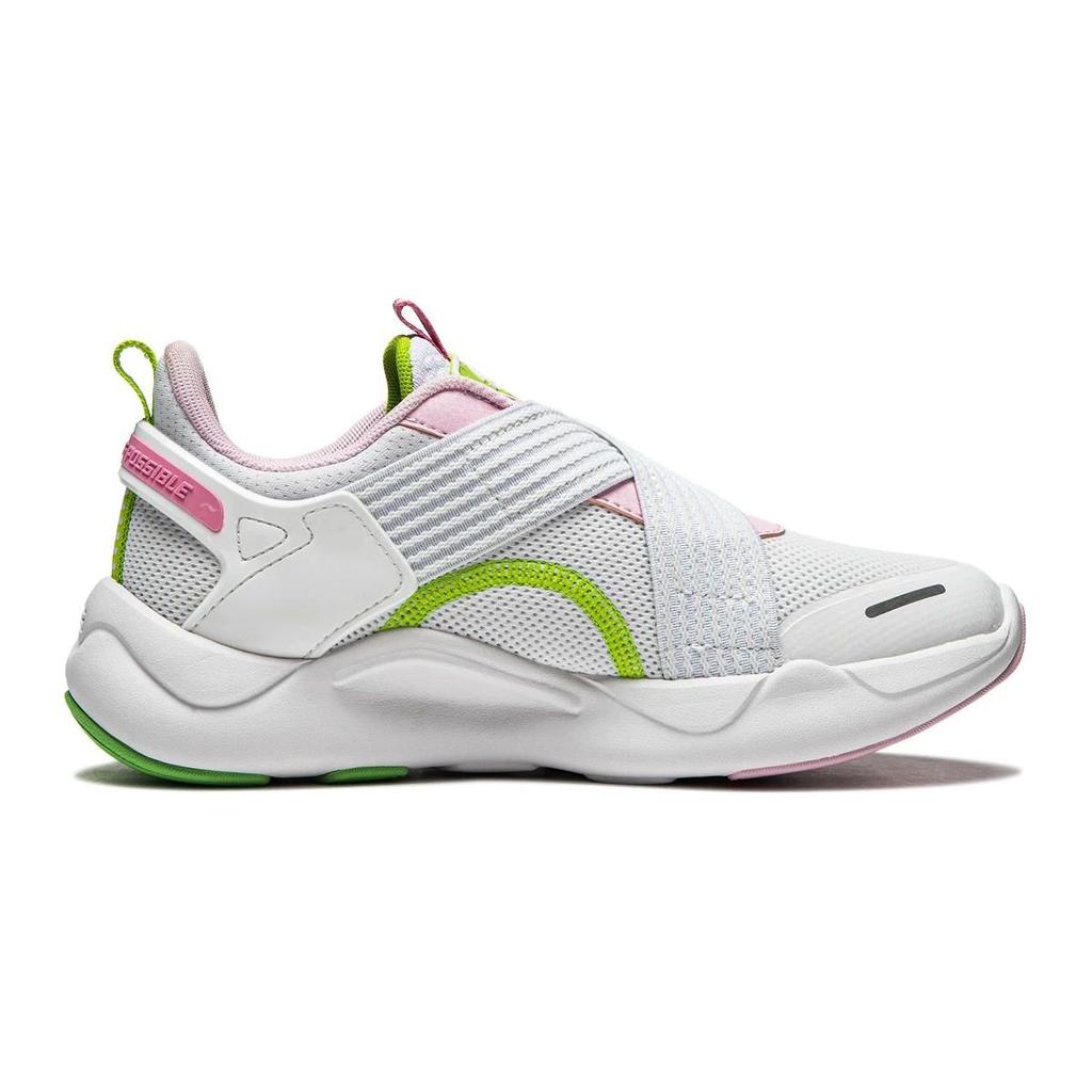 Li Ning Детская спортивная модная обувь с амортизацией и возвратом энергии, дышащая, низкая, повседневная, унисекс, повседневная обувь, Белый Розовый YKCU128-2