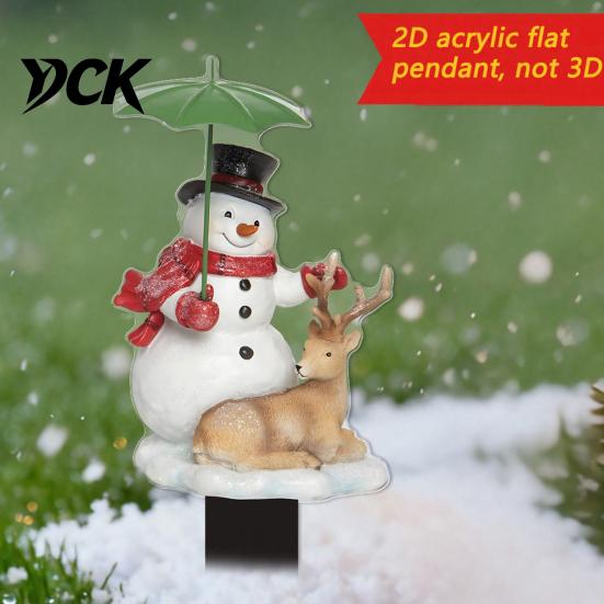Snowman Pathway Decor Santa Claus Garden Stake, Christmas Acrylic Yard Sign, 2D Festive Lawn Inserts for Flat Snowy Cottage Ornament Holiday