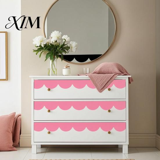 Decorative Wall Sticker for Bedroom 4Pcs Scalloped Border Decals, Peel and Stick Half Arch Geometric Stickers, DIY Accent Home Decor Semi Circle