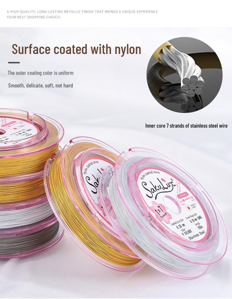 10 м Японская золотая нить Стальная проволока для DIY ювелирных изделий и бисероплетения