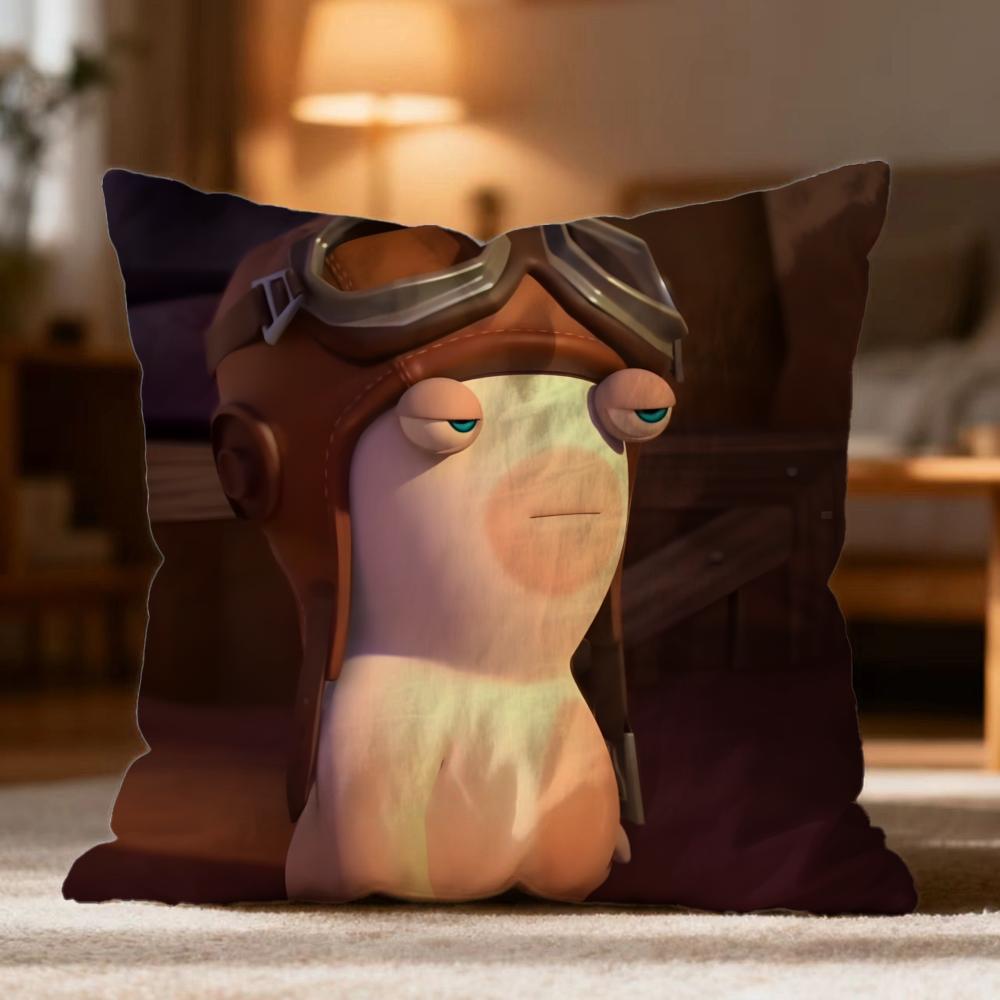 Popular R-RRabbids Invasion Cushion Cover Soft Washable Pillow Case Multi-Scene for Couch Bed Travel Office Use