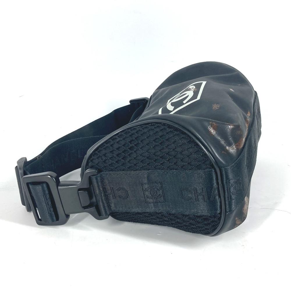 CHANEL Sports logo cylindrical Shoulder Bag rubber Black/White