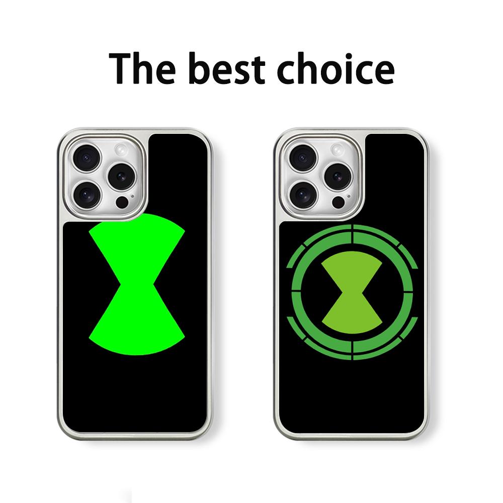 Ben 10 classic cartoon pattern Phone Case for iPhone 16 15 14 13 12 11 Pro Max Sheepskin Silver-edged protective case