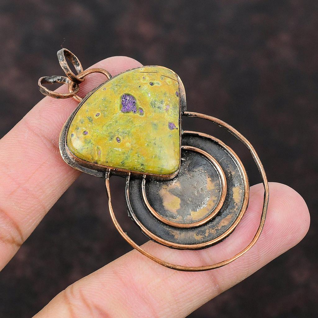 Подвеска из стихтита, медная подвеска, подвеска ручной работы, свадебное украшение, кулон из натурального драгоценного камня, изумительное медное украшение, подвеска в этническом стиле