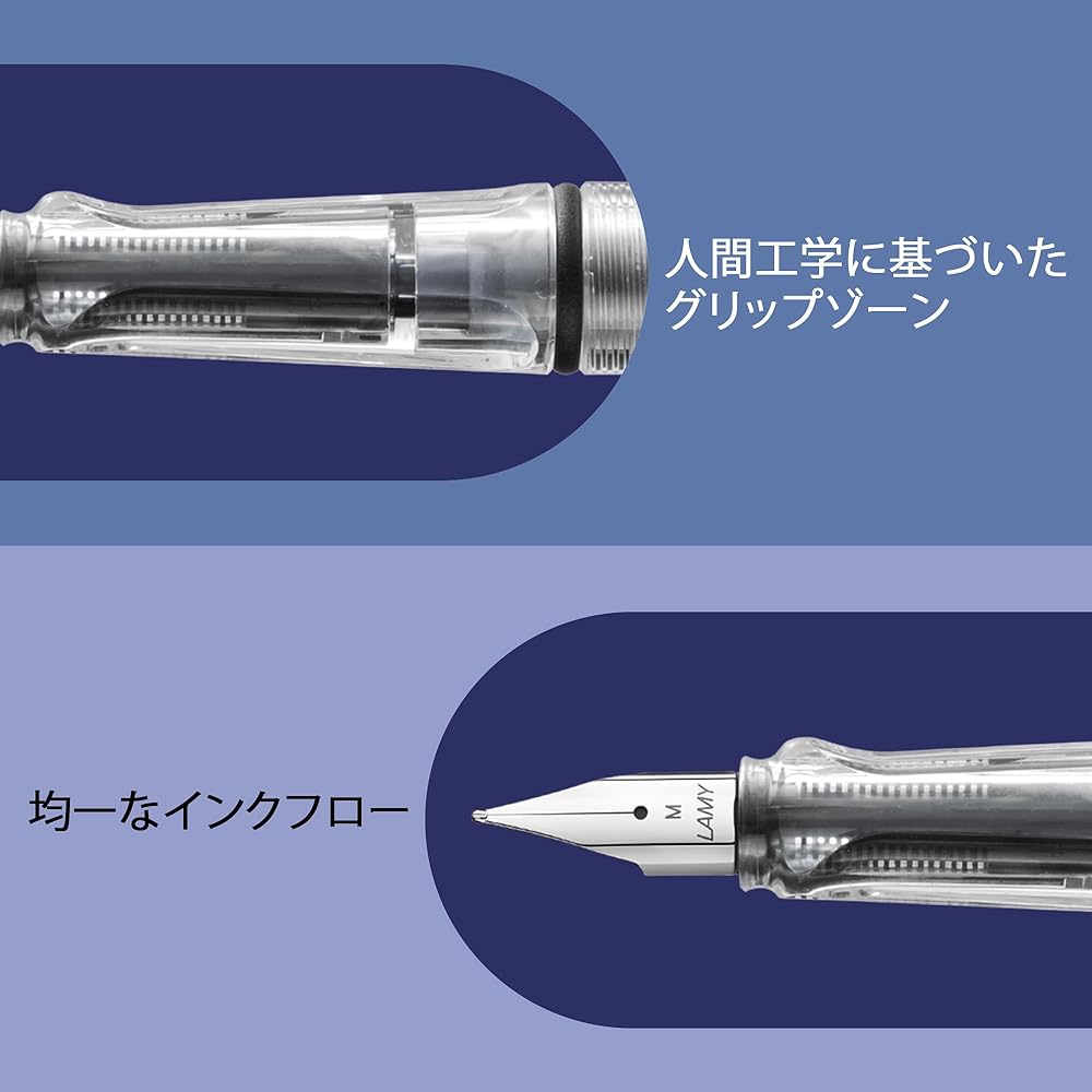 Перьевая ручка Lamy Safari Vista Эргономичная рукоятка Стальное перо Размер F с картриджем с синими чернилами Для правши