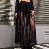 Женская макси-юбка в темном стиле с вышитыми цветами, длинная эластичная юбка с высокой талией, А-силуэт, сексуальная