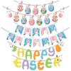 Garland Hanging Flag Colorful Eggs Easter Festival Bunting New Happy Easter Banner Party