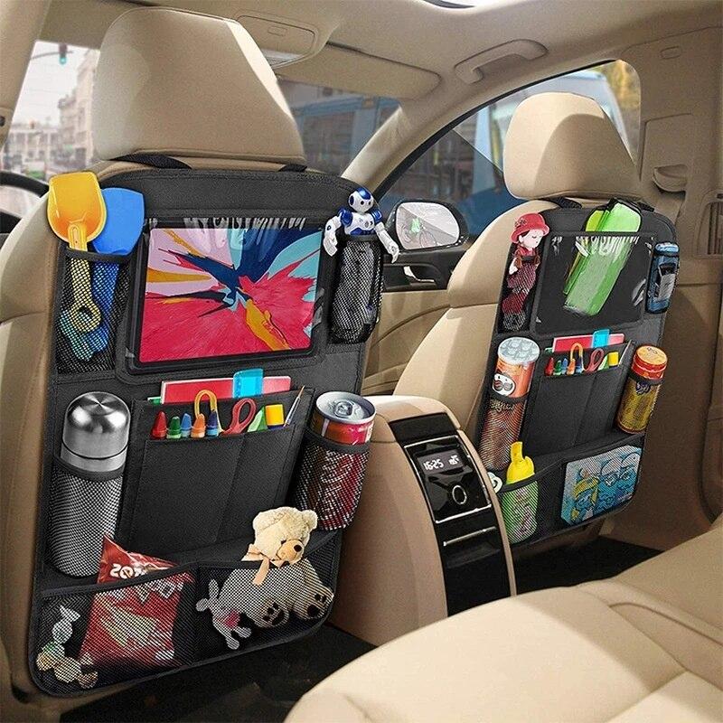 Car Seat Organizer Multifunctional Oxford Fabric Car Back Multi Pocket Storage Bag with Tablet Holder Protector for Kids