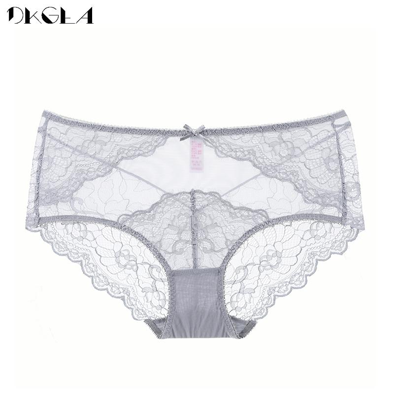 DKGEA Sexy Panties Transparent Women Underwear Lace Plus Size Briefs High-Rise