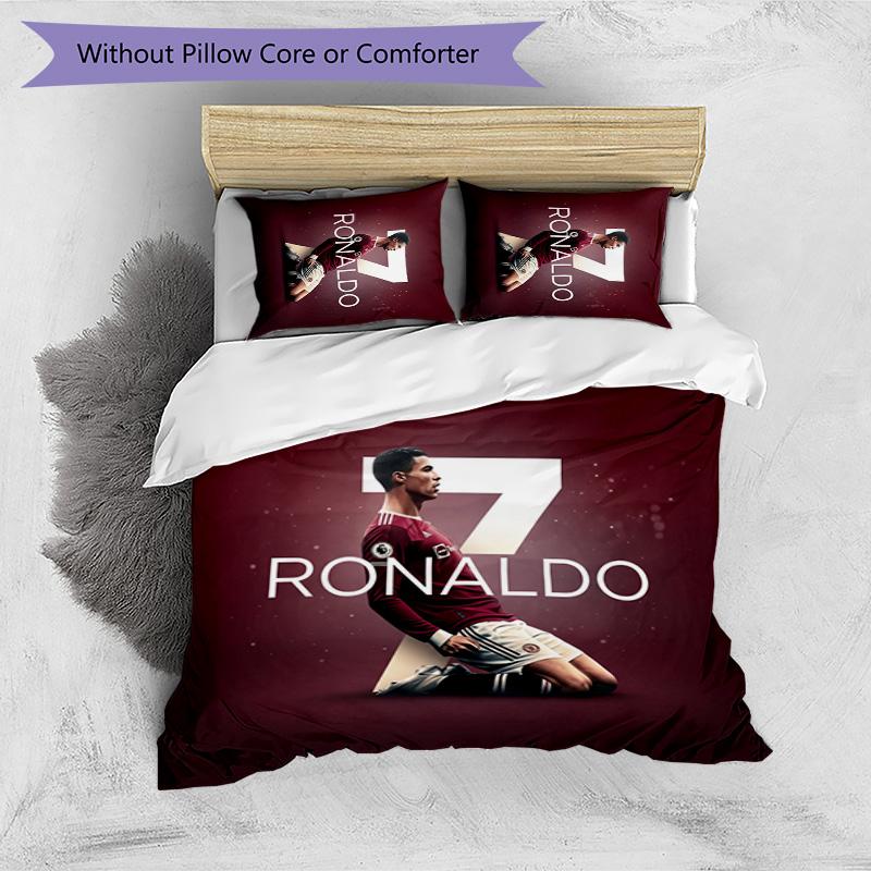 Cristiano Ronaldo Printed Bedding 3 Piece Set Cozy Breathable Bed Cover Set as Housewarming Holiday Gift