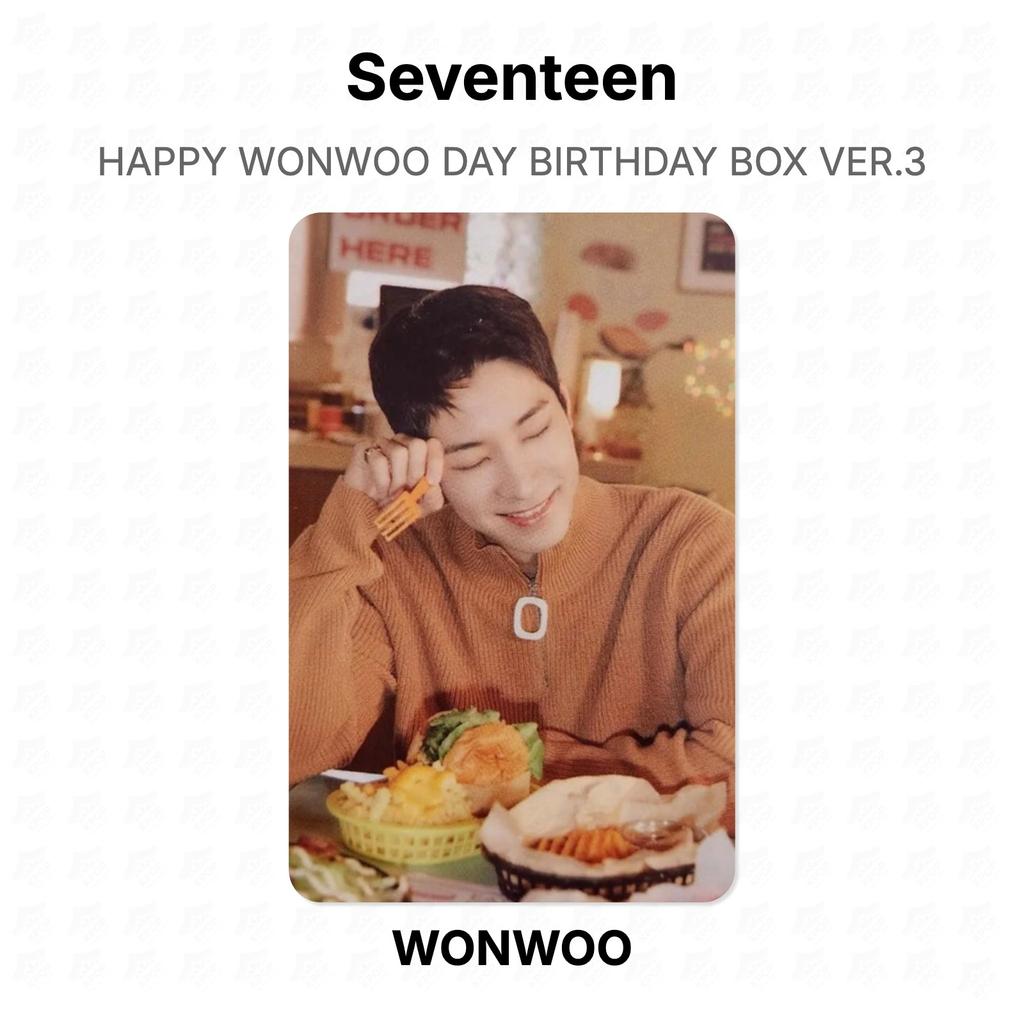 Seventeen С ДНЕМ РОЖДЕНИЯ WONWOO КОРОБКА С ПОДАРКАМИ ВЕР.3 Официальная Фотокарточка