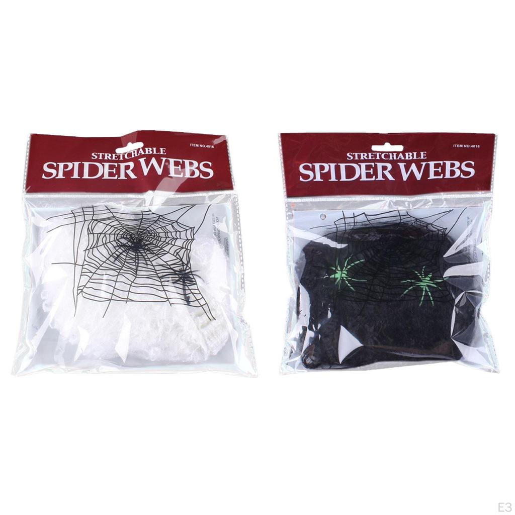 Halloween Spider Webs Decorations Stretchable Cobweb Super Practical Web with 2 Fake Spiders