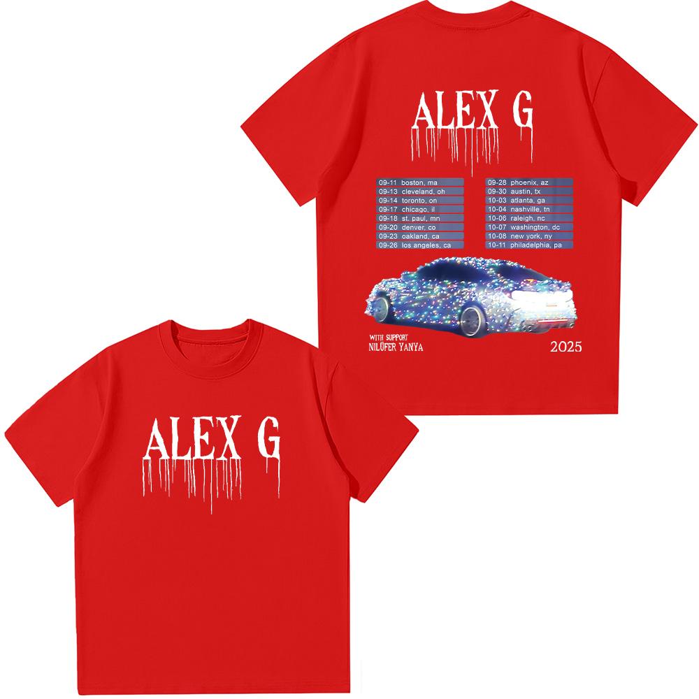 Alex G Artist Tour 2025 Футболки Красочные Модные Футболки с Графическим Принтом Летние Женские Повседневные Топы Унисекс Винтажные Хлопковые Футболки Y2K