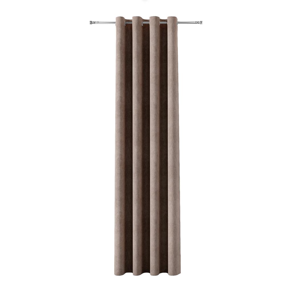 Soft Zasłona Gotowa Na Przelotkach Z Tkaniny Szarobeżowa Gładka 140X260 Cm