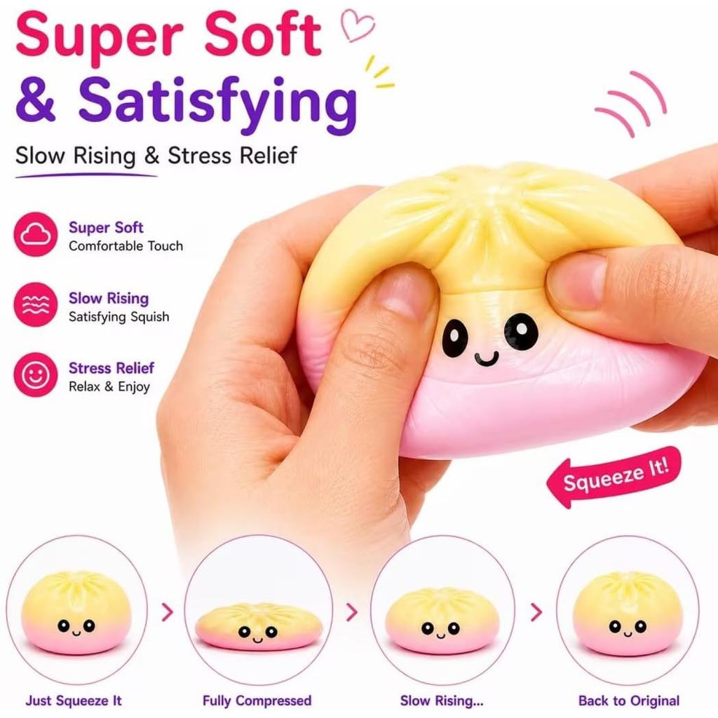 Squish-soft Dumpling Interactive Toy, Cute Design, Multicolor Random, Anti-Stress Effect, 11 cm, Kids Gift