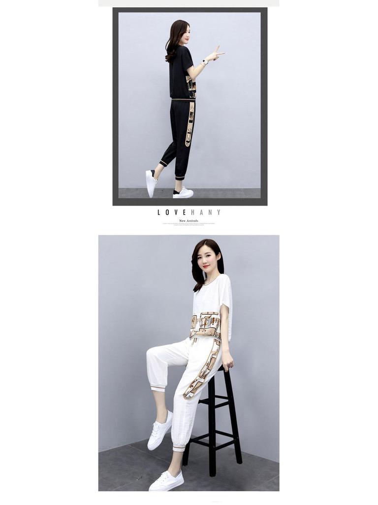 Chic Summer 2022 Women's Slimming Jogger Set - Stylish Age-Reducing Two-Piece Casual Outfit