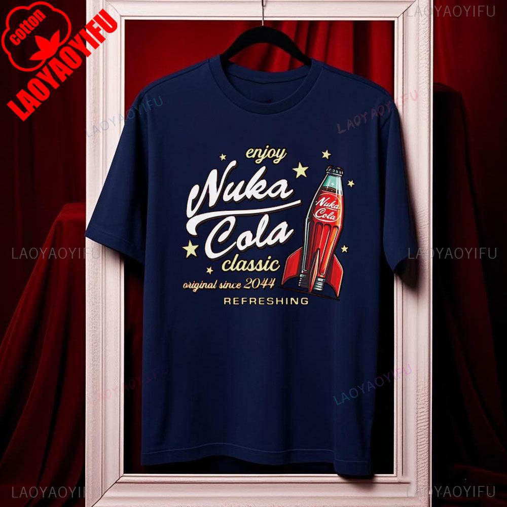 Футболка унисекс из мягкого хлопка Nuka Cola Fallout, смешные футболки, винтажная красная футболка 2044, топы, подарок для фаната, мужская одежда харадзюку