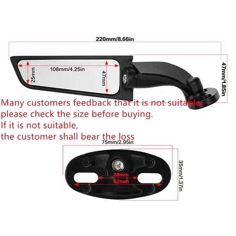 Модифицированное мотоциклетное зеркало для Kawasaki BMW Yamaha Honda Suzuki, аксессуары, регулируемое вращающееся боковое зеркало заднего вида с ветровым крылом
