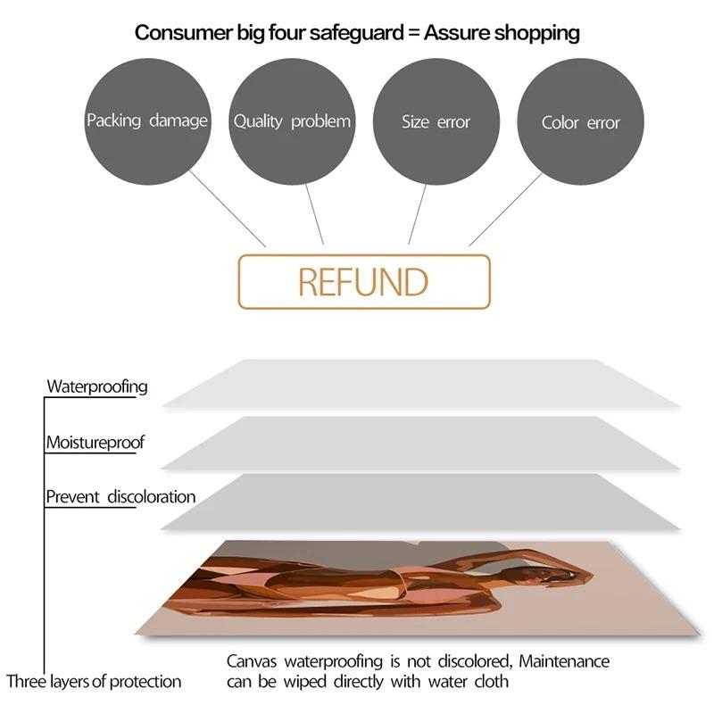 Sunny Holiday Bikini Black Woman Fashion Girl Wall Art Canvas Painting Posters Living Room Decorative Print Wall Pictures Home