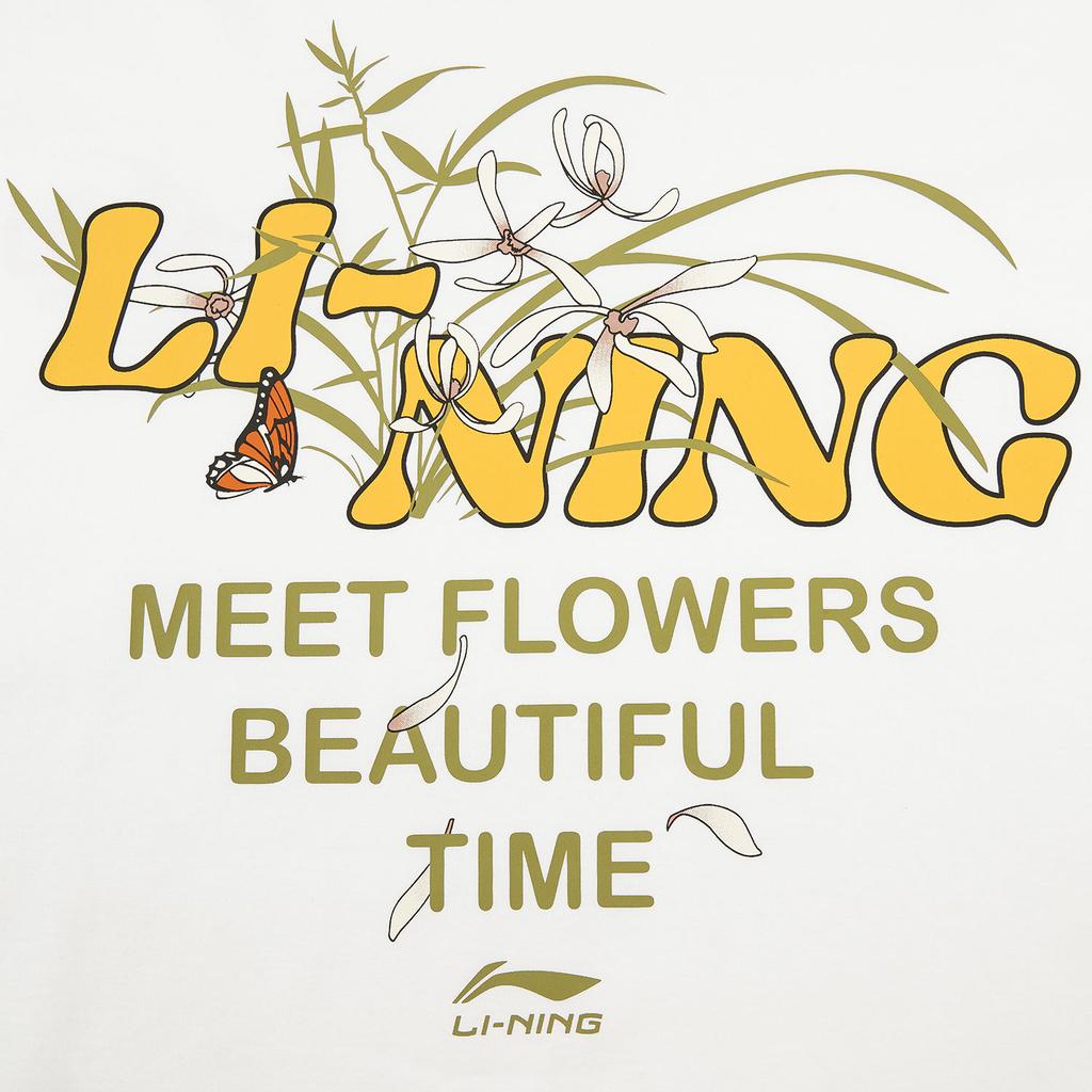 Серия Спортивный Стиль Жизни Li Ning Пуловер С Круглым Вырезом С Узором Из Букв Парная Футболка Унисекс Топы ATSW371-5