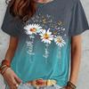 Women's New Dandelion Pattern Round Neck Printed Loose Women's Top Y2K Style T-shirt Casual Breathable Fresh Short Sleeves