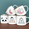Панда Медведь Единорог Животные Принт Креативная эмалированная кружка Кофе Чай Напитки Десерт Молоко Чашка Кавайные кружки Ручка Посуда для напитков Дети Подарки