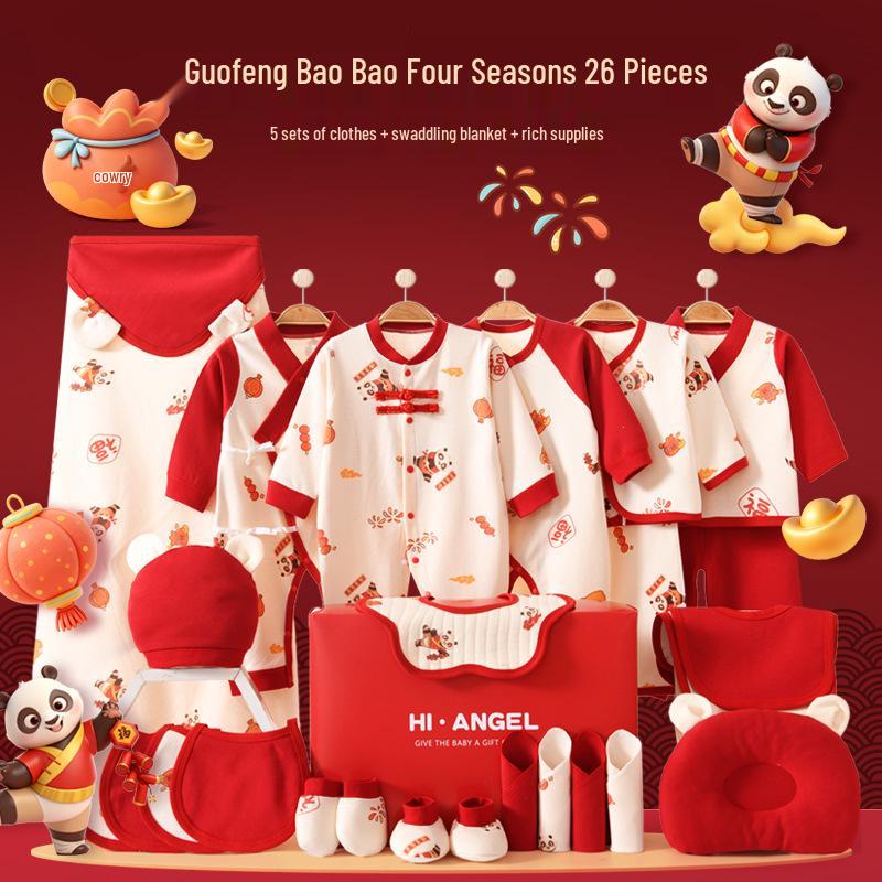 Премиум Хлопковый Подарочный Набор для Новорожденных Класса А - Праздник Новорожденных Красная Панда.