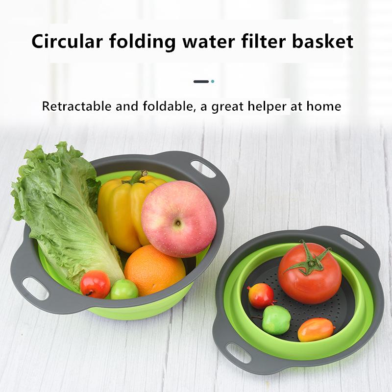 Складная раковина для очистки овощей и фруктов, дренажная корзина, силиконовый складной дуршлаг, складная сушилка для мытья, кухонные инструменты для хранения