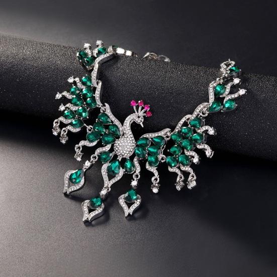 Элегантное зеленое ожерелье со стразами, комплект серег в форме павлина, свадебное ожерелье, висячие серьги, комплект, подарок