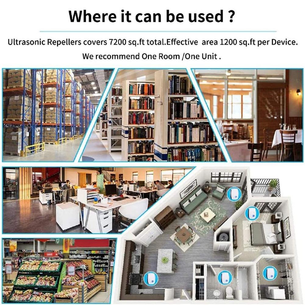 6 шт. Ультразвуковой отпугиватель вредителей Насекомых Грызунов Мышей Многофункциональное устройство для борьбы с вредителями на большом расстоянии для тараканов грызунов мышей насекомых