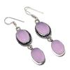 Pink Chalcedony Gemstone 925 Sterling Silver Gift Jewelry Earring 2.29"