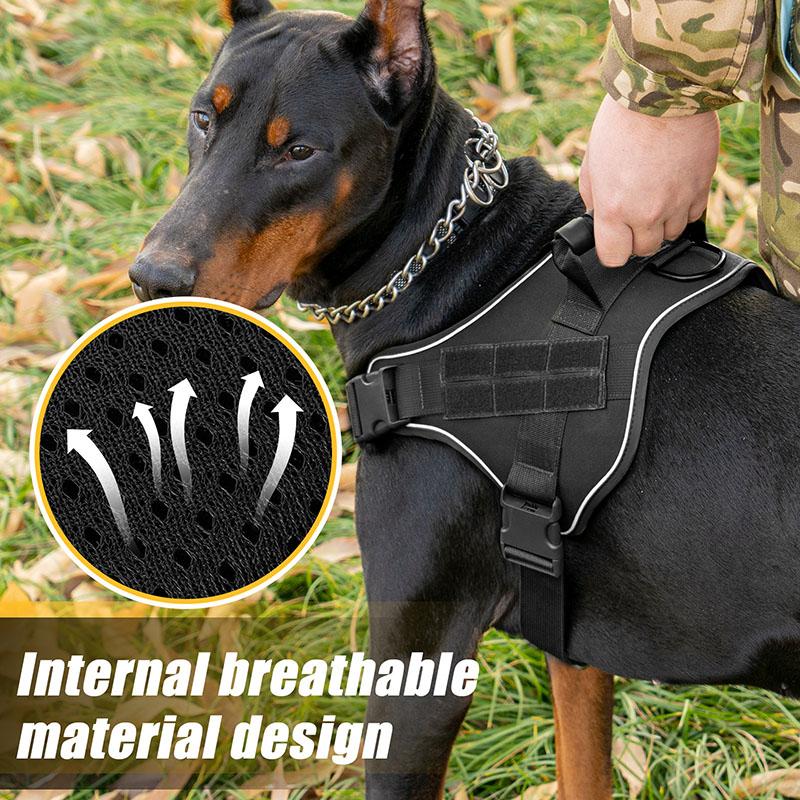 Heavy Duty Tactical Dog Harness for Large Dogs No Pull Adjustable Pet Harness Reflective Service Training Easy Control Pet Vest