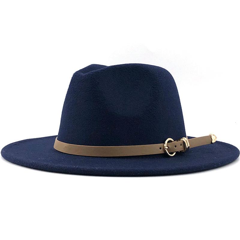 New Men Women Flat Brim Panama Style Wool Felt Jazz Fedora Hat Cap Gentleman Europe Formal Hat White Floppy Trilby Party Hat