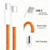 60 Вт USB C на Type-C Кабели для быстрой зарядки Оранжевые Нейлоновая оплетка Линия передачи данных для IPhone 17 ProMax 17 Pro Air Двойной C Зарядный провод