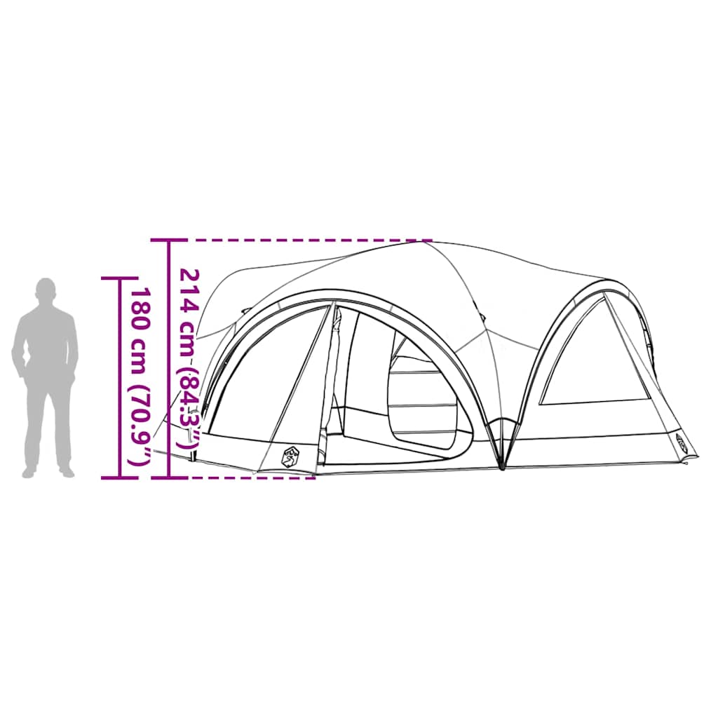 Family Tent for 10 Persons Gray and Orange 460 x 430 x 214 cm