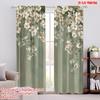 2 шт. Неликвидная распродажа Оконные шторы Элегантные зеленые и белые цветы Универсальный 100% полиэстер, Без электричества Весенняя вечеринка &