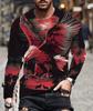 Men's Eagle Hand-painted Pattern Casual T-Shirts Long Sleeve Streetwear 3D Animal Printing Hip Hop Male Tops Tee Plus Size 6XL
