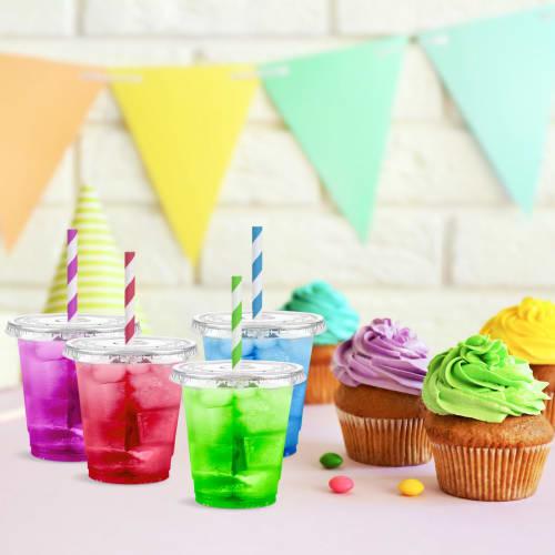 Eupako 8 oz. Plastic Cups with Lids, 100-Pack Disposable Clear Cups with Lids, for Cold Drinks, Parfaits, and Smoothies