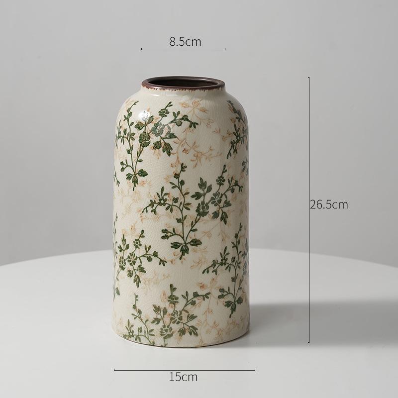 Американская Country Керамический Молочник-Ваза с Глазурью Кракелюр - Пасторальный Фэн-шуй Цветочная Композиция Ретро Декор