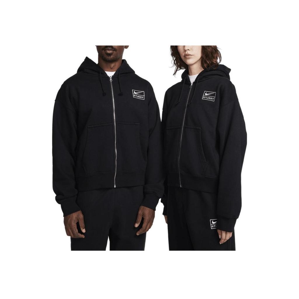 Nike Флисовая толстовка с капюшоном X Stussy на молнии, черные топы унисекс FJ9175-010