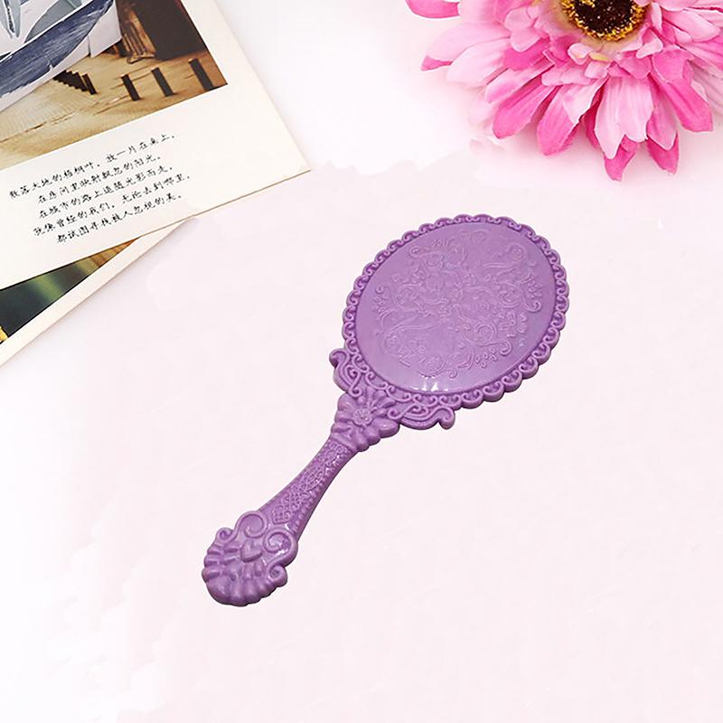 1Pc Handle Cosmetic Compact Mirror For Women Vintage Carved Handheld Vanity Mirror Spa Salon Makeup Hand Mirror