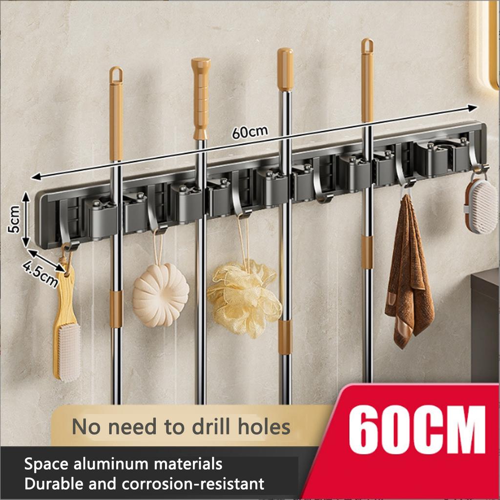 Держатель для швабры настенный с 5 слотами и 6 крючками, решения для хранения в подсобном помещении, шкафу для швабры, кухне, ванной, гараже, органайзере для инструментов