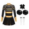Girls Cheerleading Dance Outfit Halloween Fancy Dress Up Long Sleeve Dress Cheer Leader Uniform Masquerade Cosplay Outfits