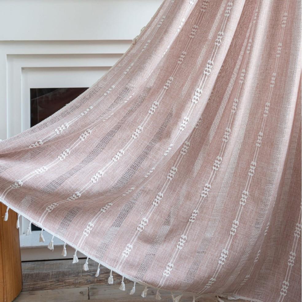 Шторы Спальня С Темно-Серым Льном Темные Шторы Вышивка Бохо Фермерский Дом Гостиная Столовая Гардеробная