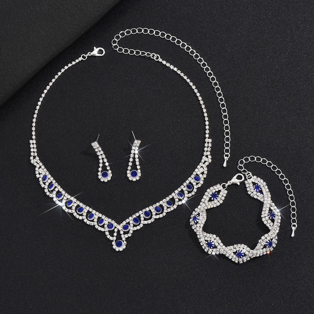 Accessories Multi-Color Zircon Wedding Necklace Earrings Bracelet Bridal Jewelry Set